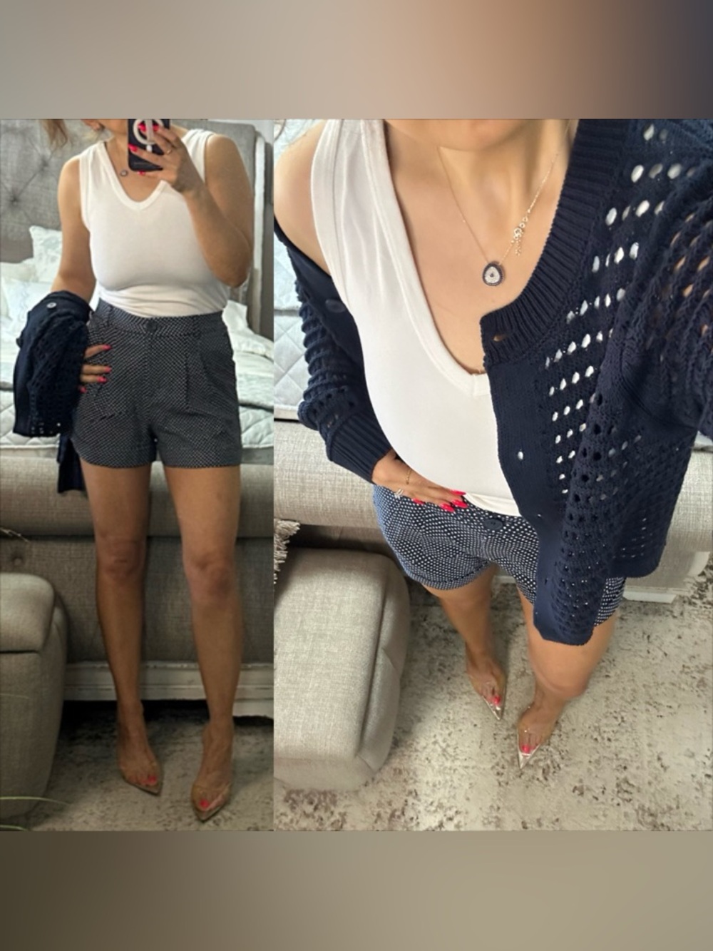 New✨ Navy Polka Dot Chic Summer Shorts